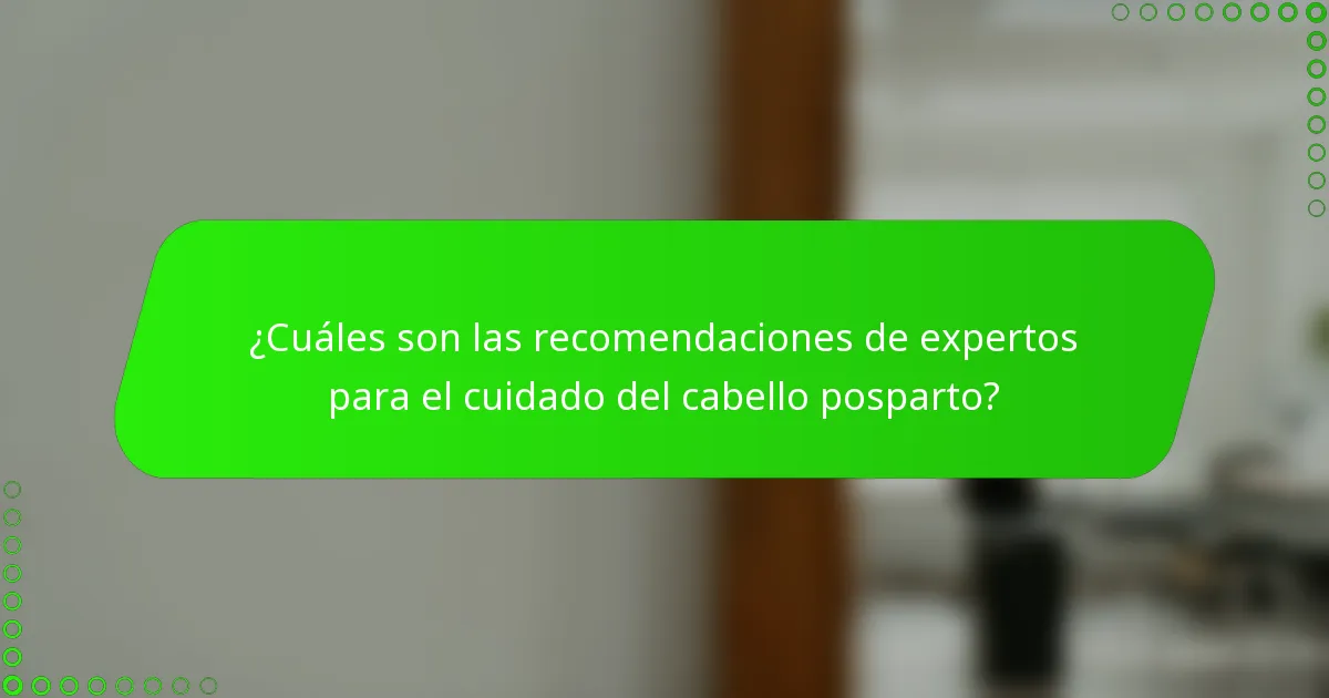 ¿Cuáles son las recomendaciones de expertos para el cuidado del cabello posparto?
