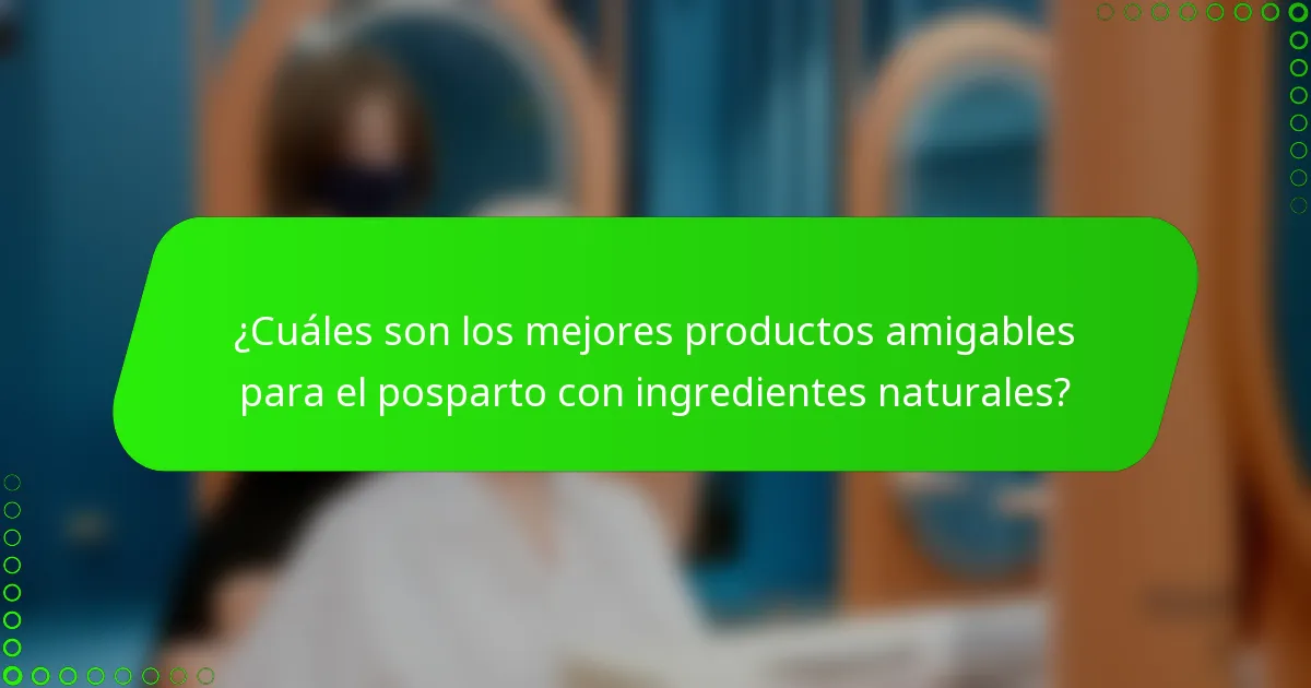 ¿Cuáles son los mejores productos amigables para el posparto con ingredientes naturales?
