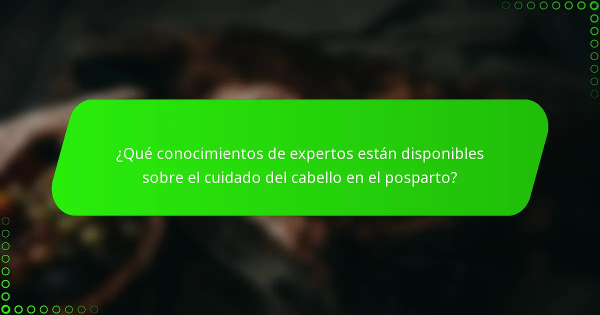 ¿Qué conocimientos de expertos están disponibles sobre el cuidado del cabello en el posparto?