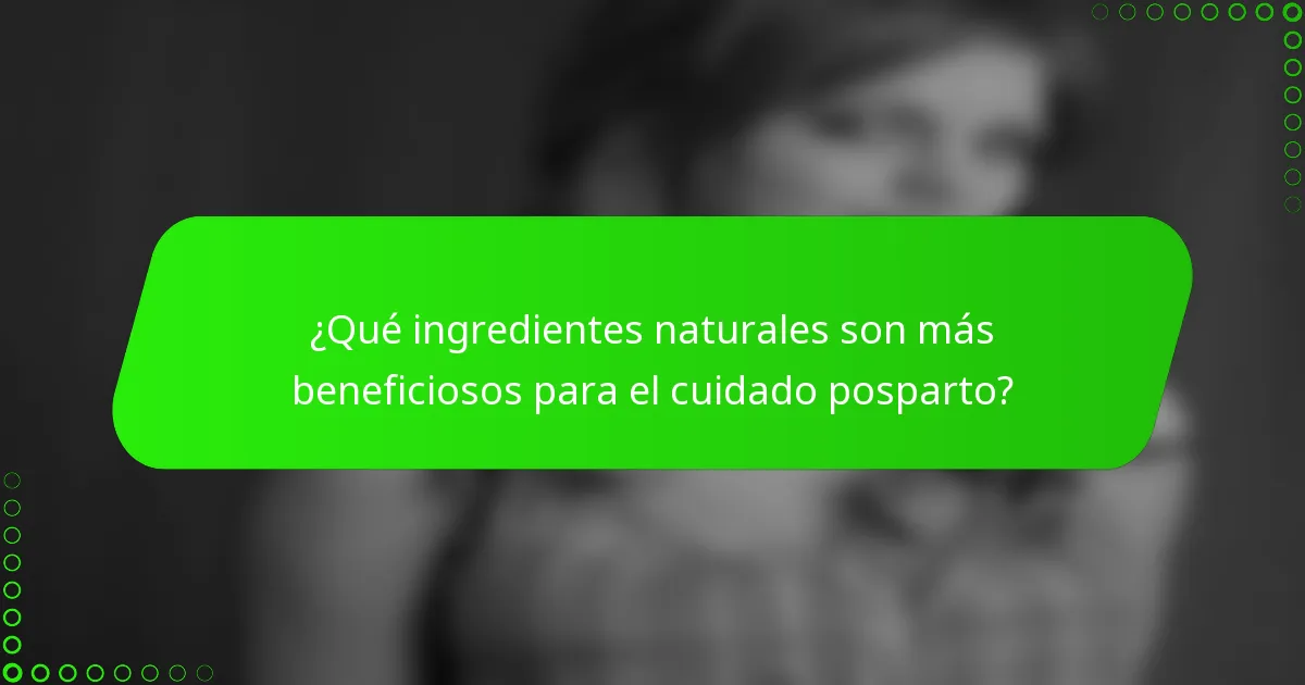 ¿Qué ingredientes naturales son más beneficiosos para el cuidado posparto?