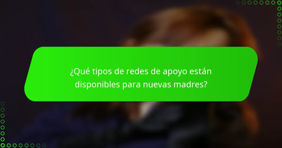 ¿Qué tipos de redes de apoyo están disponibles para nuevas madres?